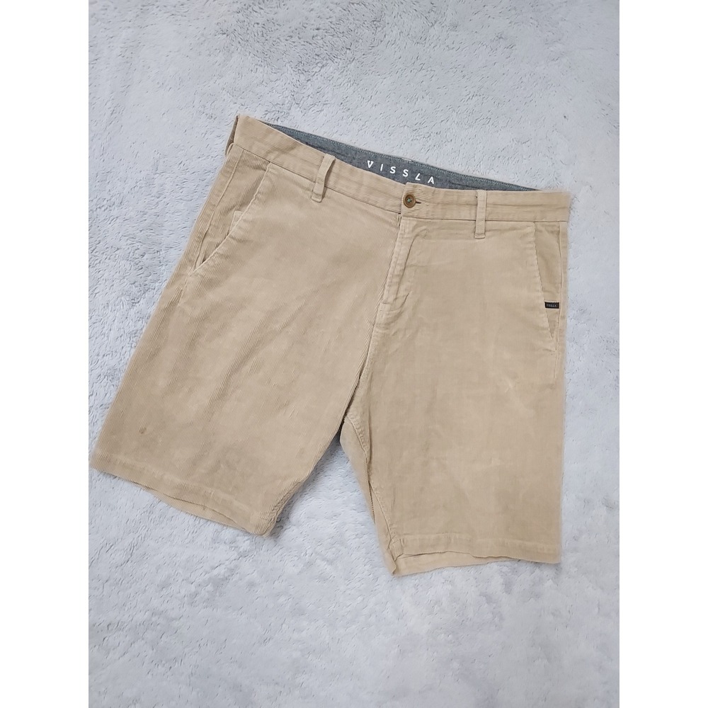 Vissla Corduroy Shorts Mens 33 Grunge Khaki Tan Skater Surfer Beach Stretch
